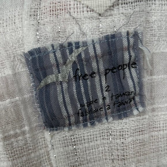 Free People Plaid Sparkle Gauze Tunic in White ASO Gabriella Montez - Picture 7 of 11